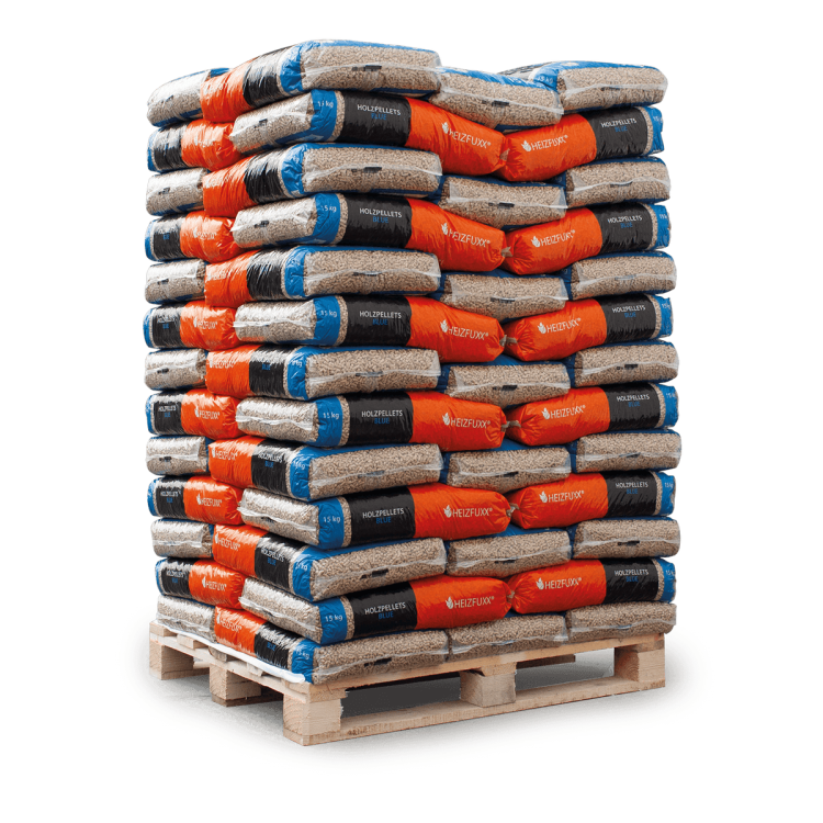 Heizfuxx Holzpellets Blue 15kg x 65 Sack 975kg Palette Weichholzpellets Enplus A1 Pellets